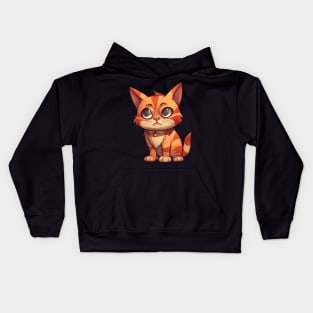 Cute cartoon orange cat looking to side Kids Hoodie